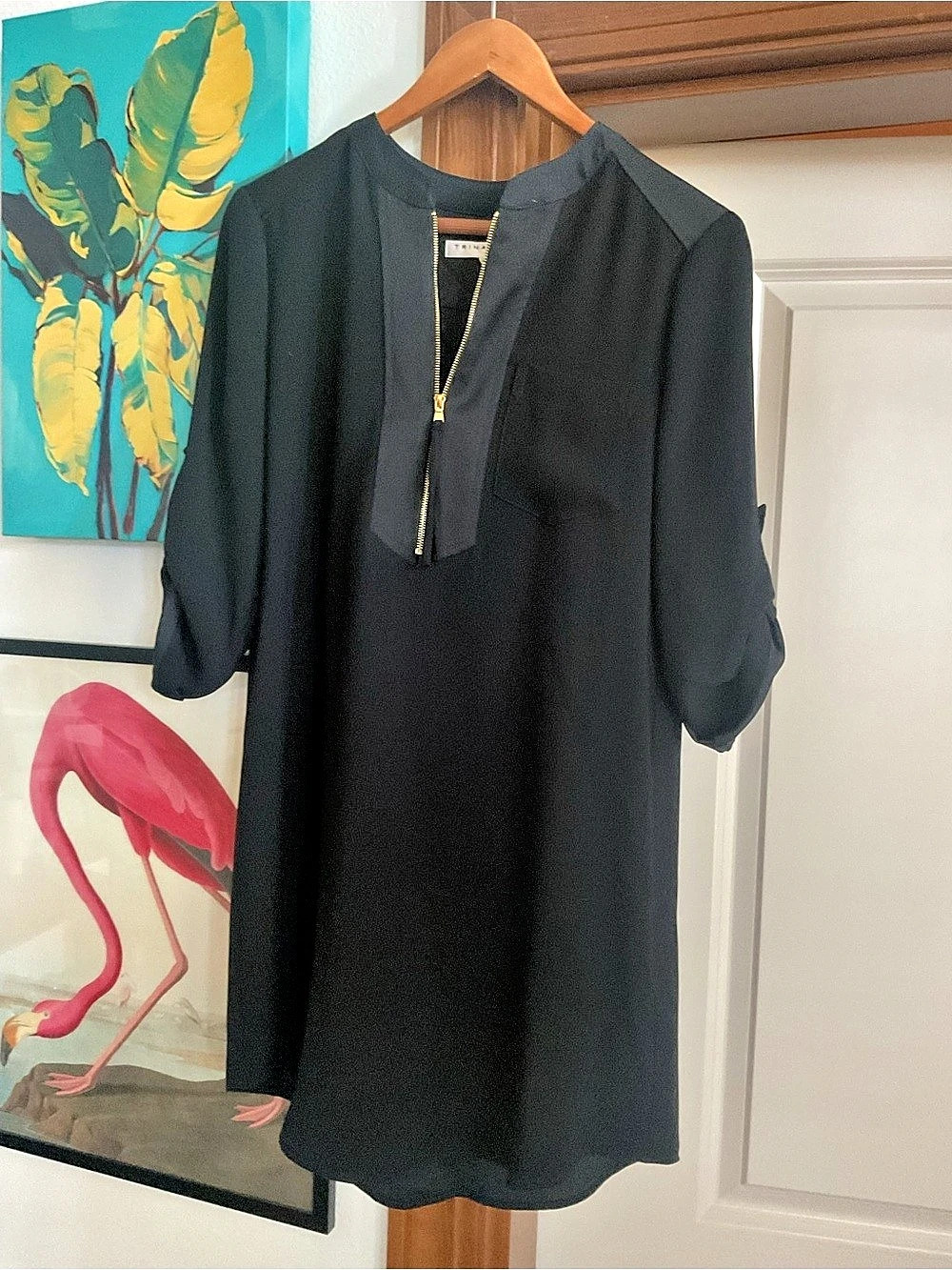 Trina Turk Black Zip Front Mini Dress Size XS Like New